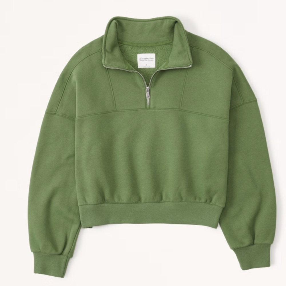 A&F Essential Mini Sunday Half-Zip Green Sweater